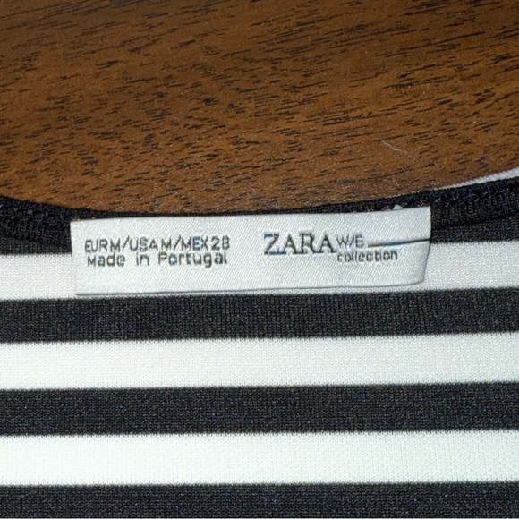 ZARA Black White Stripe Sleeveless V Neck Top Minimalist Classic Medium - Picture 5 of 6